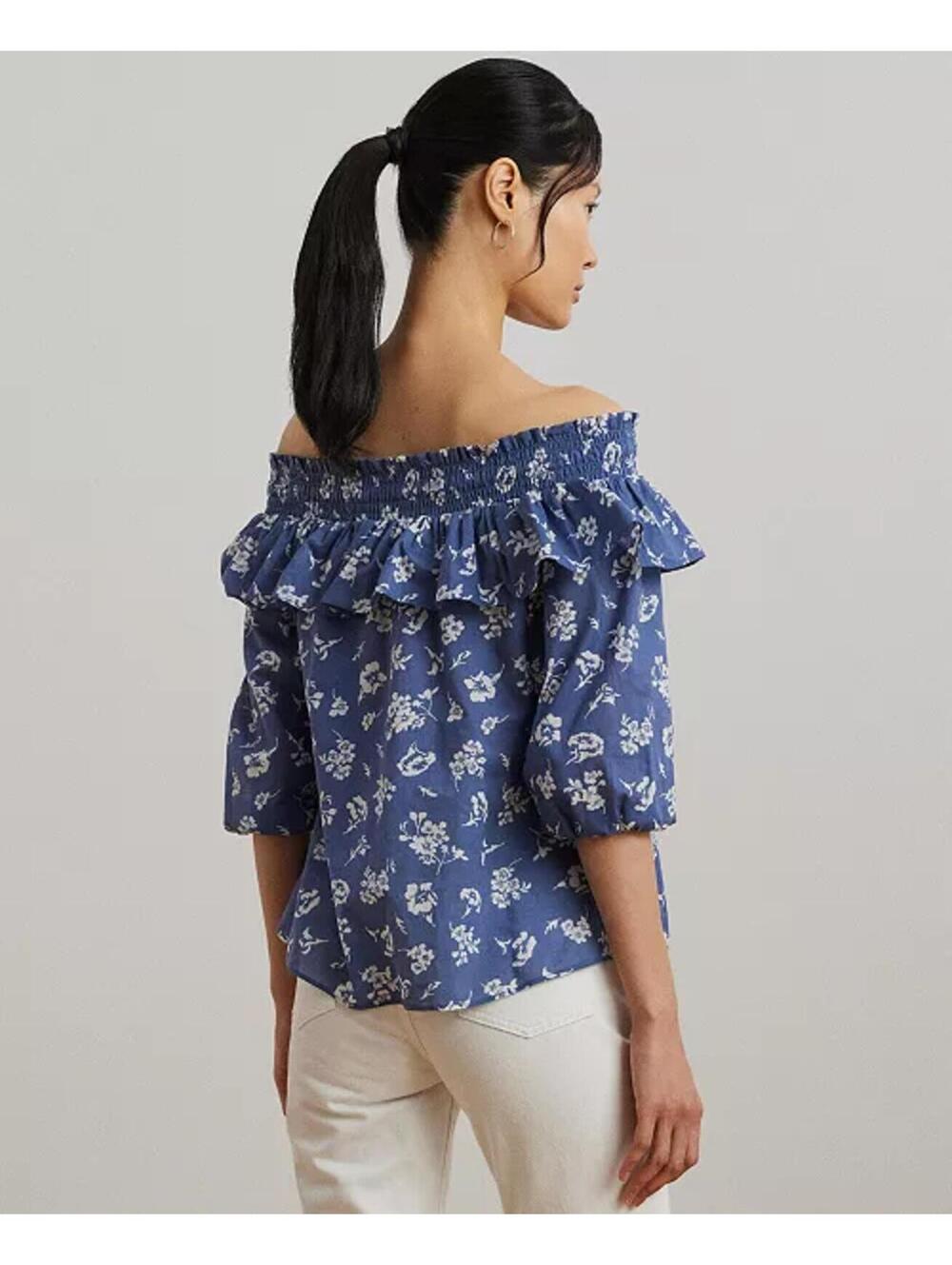 Lauren Ralph Lauren Women's Floral Voile Off-the-Shoulder Blouse - Picture 2 of 5
